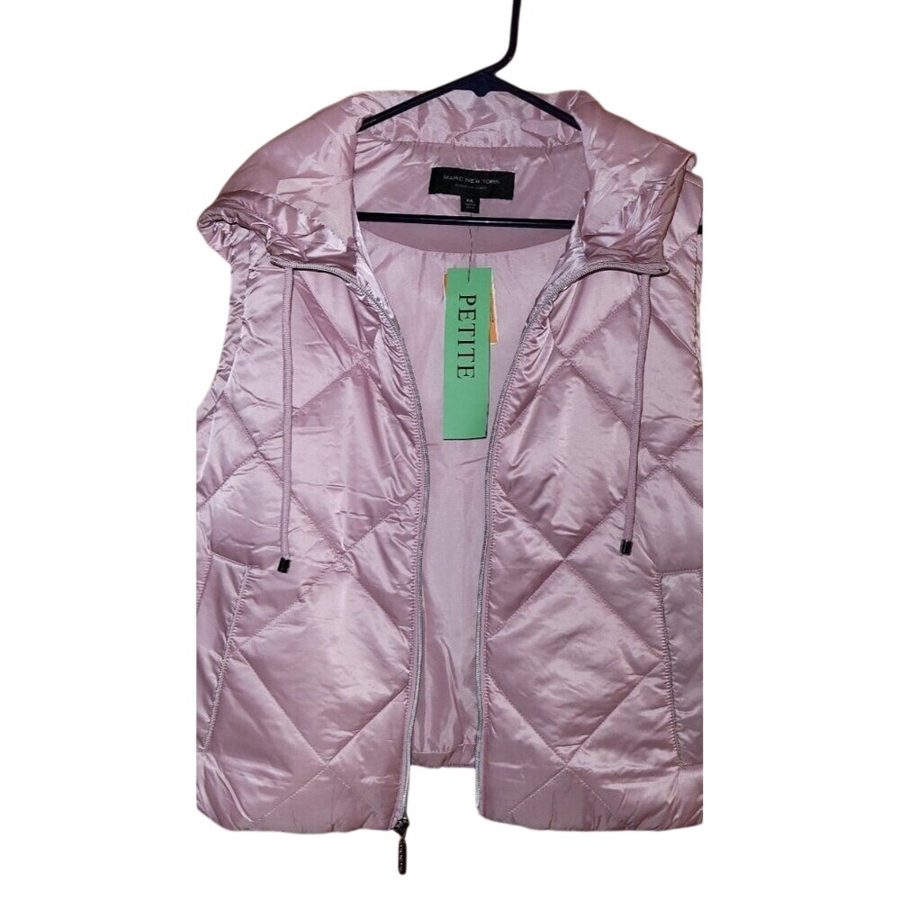 Marc New York Puffer Vest Womens PXL Mauve New Quilted Hooded M4PQH832 - Picture 2 of 5